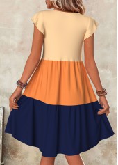 Multi Color Patchwork A Line Short Sleeve Dress | thumb picture 