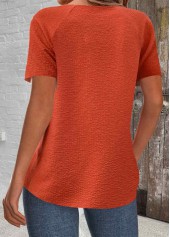 Orange Patchwork Short Sleeve Round Neck T Shirt | thumb picture 
