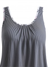 Plus Size Bowknot Grey Tropical Plants Print Tankini Set | thumb picture 