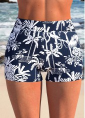 Ruffle Tropical Plants Print Navy Tankini Set | thumb picture 