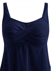 Plus Size Surplice Navy Tropical Plants Print Tankini Set | thumb picture 