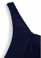 Plus Size Surplice Navy Tropical Plants Print Tankini Set | thumb picture 