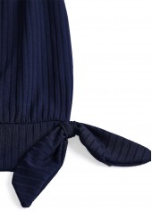 Plus Size Bowknot Navy Geometric Print Tankini Set | thumb picture 