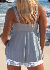 Patchwork Tribal Print Grey Tankini Set