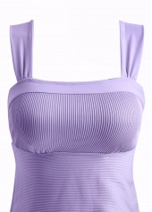 Drawstring Geometric Print Light Purple Tankini Set | thumb picture 