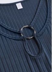 Navy Lace Short Sleeve Tie Collar T Shirt | thumb picture 