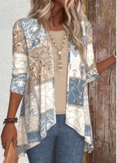 Patchwork Geometric Print Long Sleeve Light Cardigan | thumb picture 