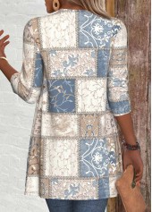 Patchwork Geometric Print Long Sleeve Light Cardigan | thumb picture 