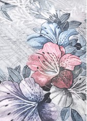 Grey Button Random Floral Print Short Sleeve T Shirt | thumb picture 