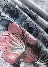 Grey Button Random Floral Print Short Sleeve T Shirt | thumb picture 