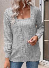 Light Grey Fake 2in1 Long Sleeve T Shirt | thumb picture 