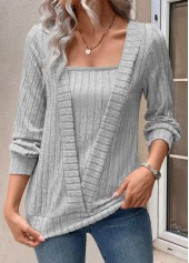 Light Grey Fake 2in1 Long Sleeve T Shirt | thumb picture 