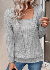 Light Grey Fake 2in1 Long Sleeve T Shirt | thumb picture 