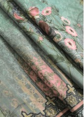 Sage Green Tuck Stitch Random Floral Print T Shirt | thumb picture 