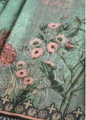 Sage Green Tuck Stitch Random Floral Print T Shirt | thumb picture 