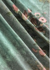 Sage Green Tuck Stitch Random Floral Print T Shirt | thumb picture 