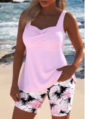 Surplice Feathers Print Light Pink Tankini Set | thumb picture 
