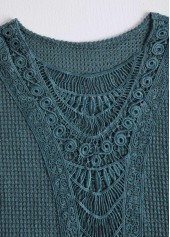 Blue Patchwork Short Sleeve Round Neck T Shirt | thumb picture 