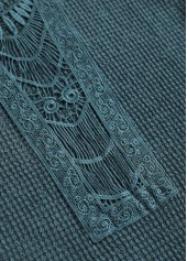 Blue Patchwork Short Sleeve Round Neck T Shirt | thumb picture 