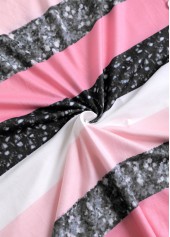 Pink Patchwork Striped A Line 3/4 Sleeve Dress | thumb picture 