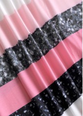 Pink Patchwork Striped A Line 3/4 Sleeve Dress | thumb picture 