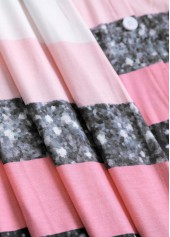 Pink Patchwork Striped A Line 3/4 Sleeve Dress | thumb picture 