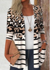 Dark Camel Leopard Long Sleeve Light Cardigan | thumb picture 