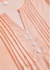 Dusty Pink Button Floral Print Short Sleeve T Shirt | thumb picture 