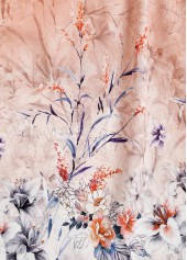 Dusty Pink Button Floral Print Short Sleeve T Shirt | thumb picture 