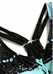 Plus Size Lace Up Mint Green Striped Tankini Set | thumb picture 