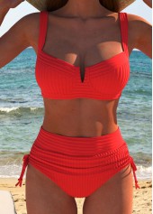 Tie Red Square Neck Bikini Set