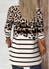 Plus Size Dark Camel Leopard Long Sleeve Light Cardigan | thumb picture 