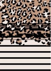 Plus Size Dark Camel Leopard Long Sleeve Light Cardigan | thumb picture 