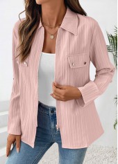 Dusty Pink Zipper Long Sleeve Shirt | thumb picture 