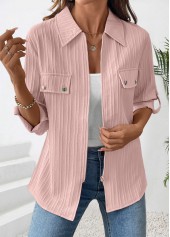 Dusty Pink Zipper Long Sleeve Shirt | thumb picture 