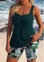 Surplice Feathers Print Turquoise Tankini Set | thumb picture 