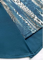 Peacock Blue Leopard 3/4 Sleeve Fake Two Piece Twinset | thumb picture 