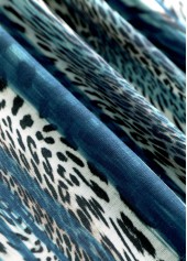 Peacock Blue Leopard 3/4 Sleeve Fake Two Piece Twinset | thumb picture 