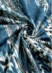 Peacock Blue Leopard 3/4 Sleeve Fake Two Piece Twinset | thumb picture 