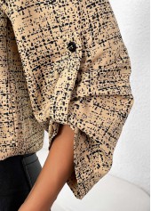 Light Camel Button Graffiti Print Long Sleeve Shirt | thumb picture 