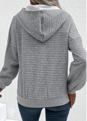Jacquard Snap Button Grey Long Sleeve Hoodie | thumb picture 