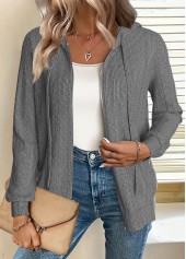 Dark Grey Marl Zipper Long Sleeve Hoodie