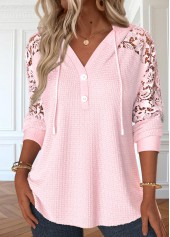 Light Pink Lace Long Sleeve Hoodie