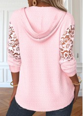 Light Pink Lace Long Sleeve Hoodie | thumb picture 