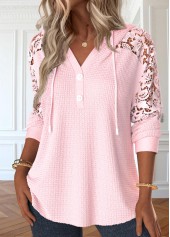 Light Pink Lace Long Sleeve Hoodie | thumb picture 