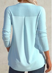 Mint Green Zipper Long Sleeve Split Neck Shirt | thumb picture 