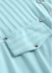 Mint Green Zipper Long Sleeve Split Neck Shirt | thumb picture 