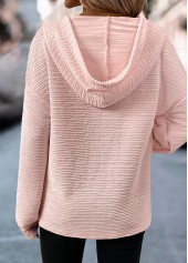 Light Pink Drawstring Long Sleeve Hoodie | thumb picture 