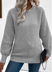 Grey Tummy Coverage Long Sleeve Round Neck Sweater | thumb picture 