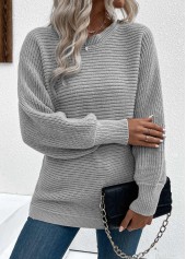 Grey Tummy Coverage Long Sleeve Round Neck Sweater | thumb picture 